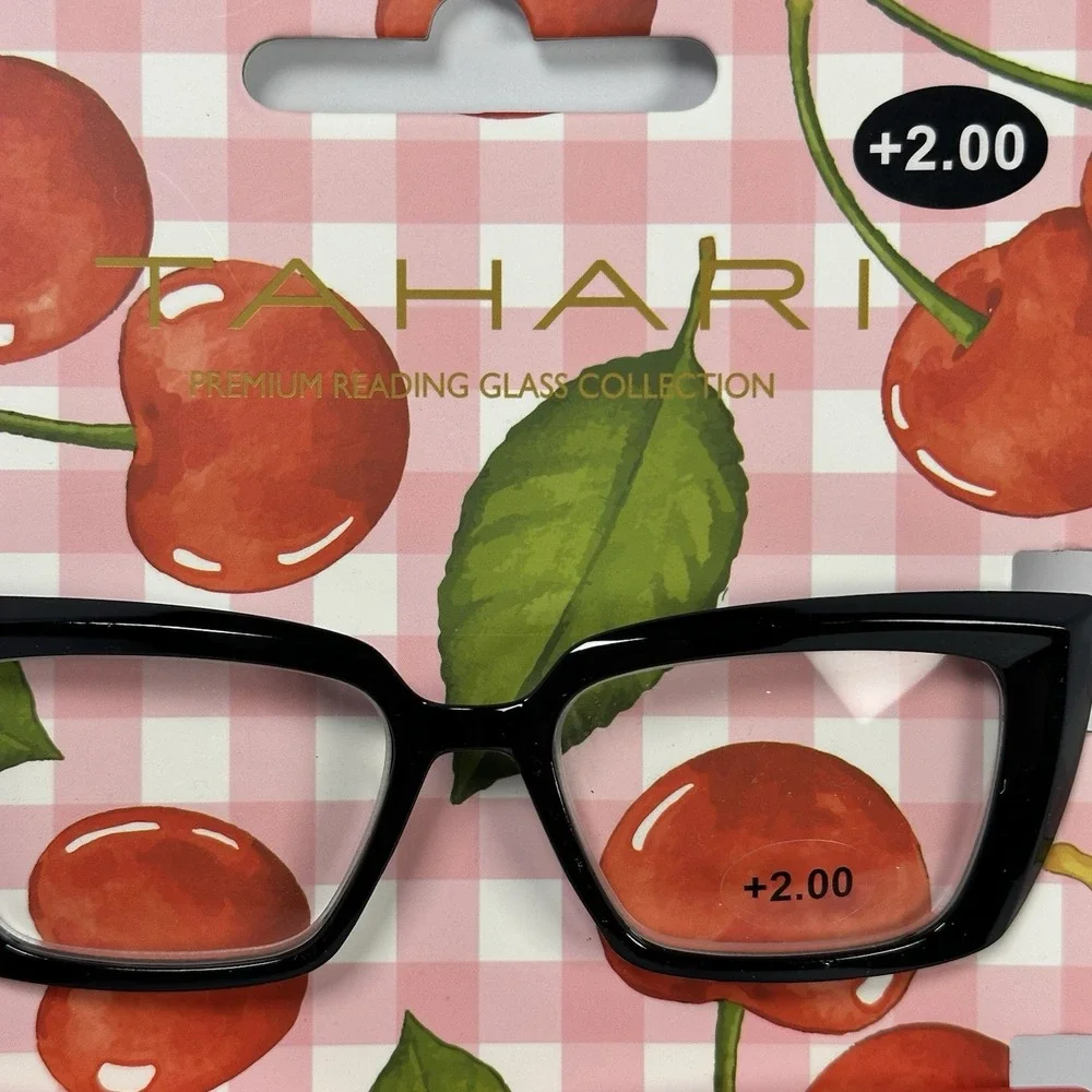 Tahari Coquette Cat Eye Reading Glasses 3 Pack +2.00 Cherry Gingham Fashion